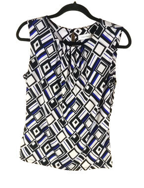 Calvin Klein Suits Womens Tank Sleeveless Blouse Black White Small